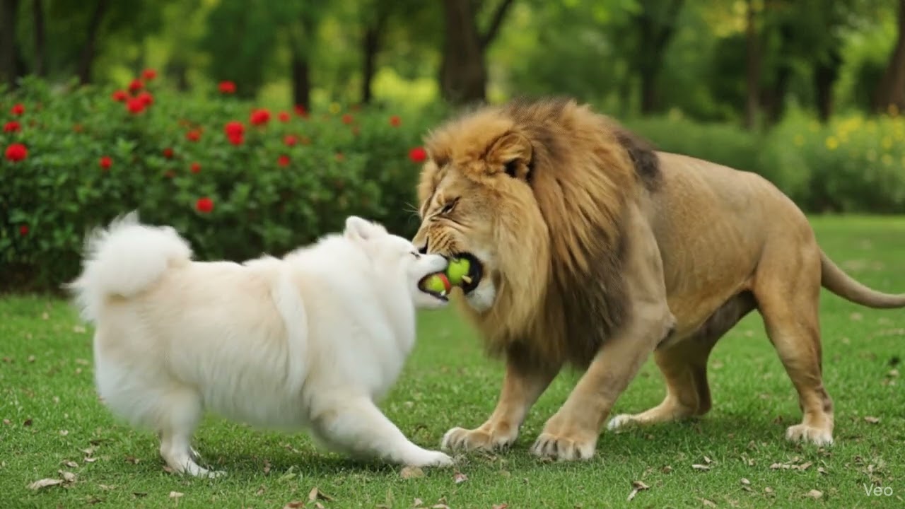 뽀삐하고 사자하고 싸우면 누가 이길까?