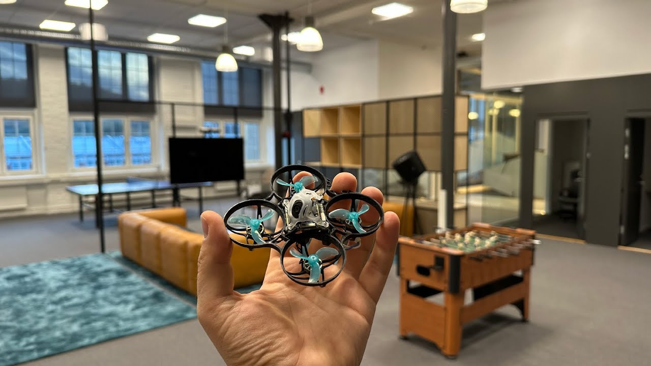 Working hard or hardly working? HDzero 1s whoop rip around the office lounge.