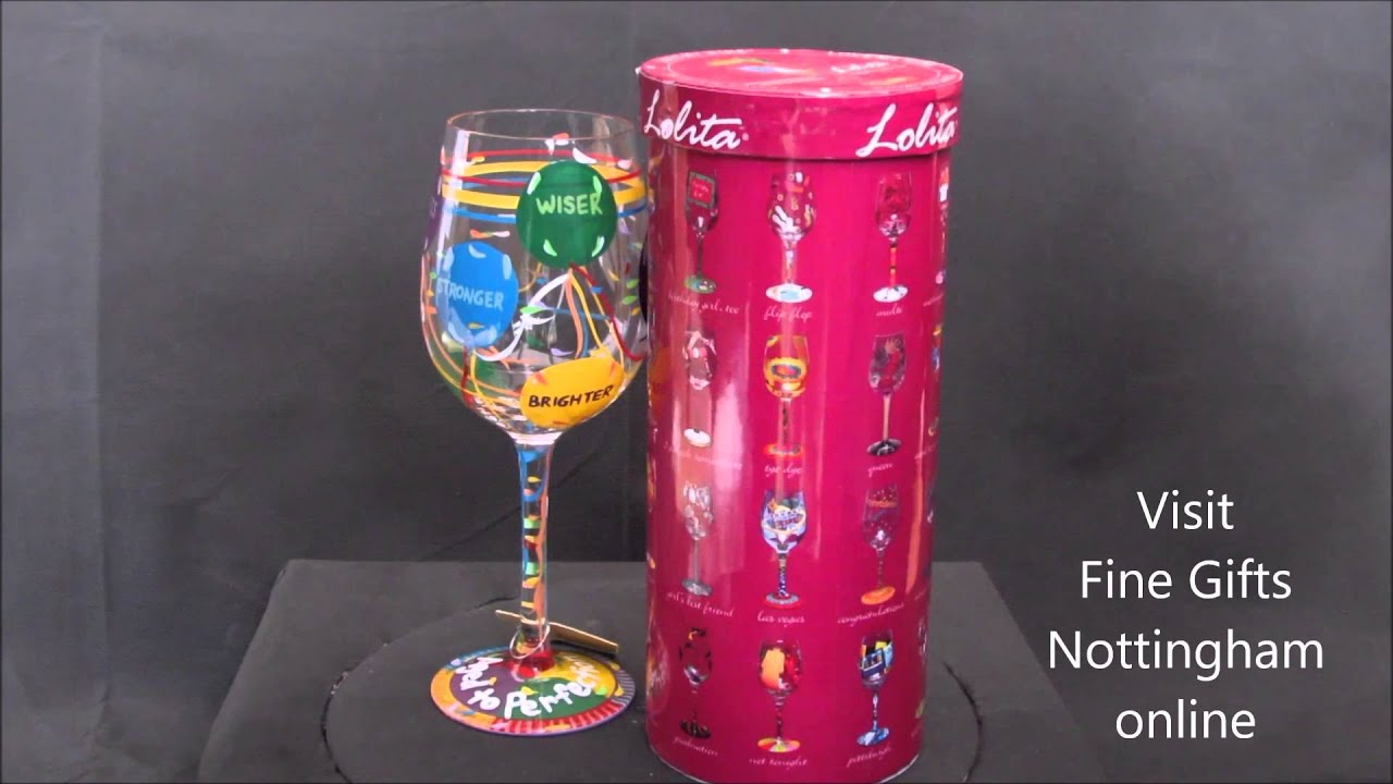 Lolita Aged To Perfection Birthday Wine Glass - Hand Painted Lolita Wine Glasses