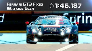 Track: watkins glen (boot) car: ferrari 488 gt3 (baseline) track
state: moderately low usage | 41.11c time of day: mar 30, 2019. 13:35
lap time: 1.46.187 o...