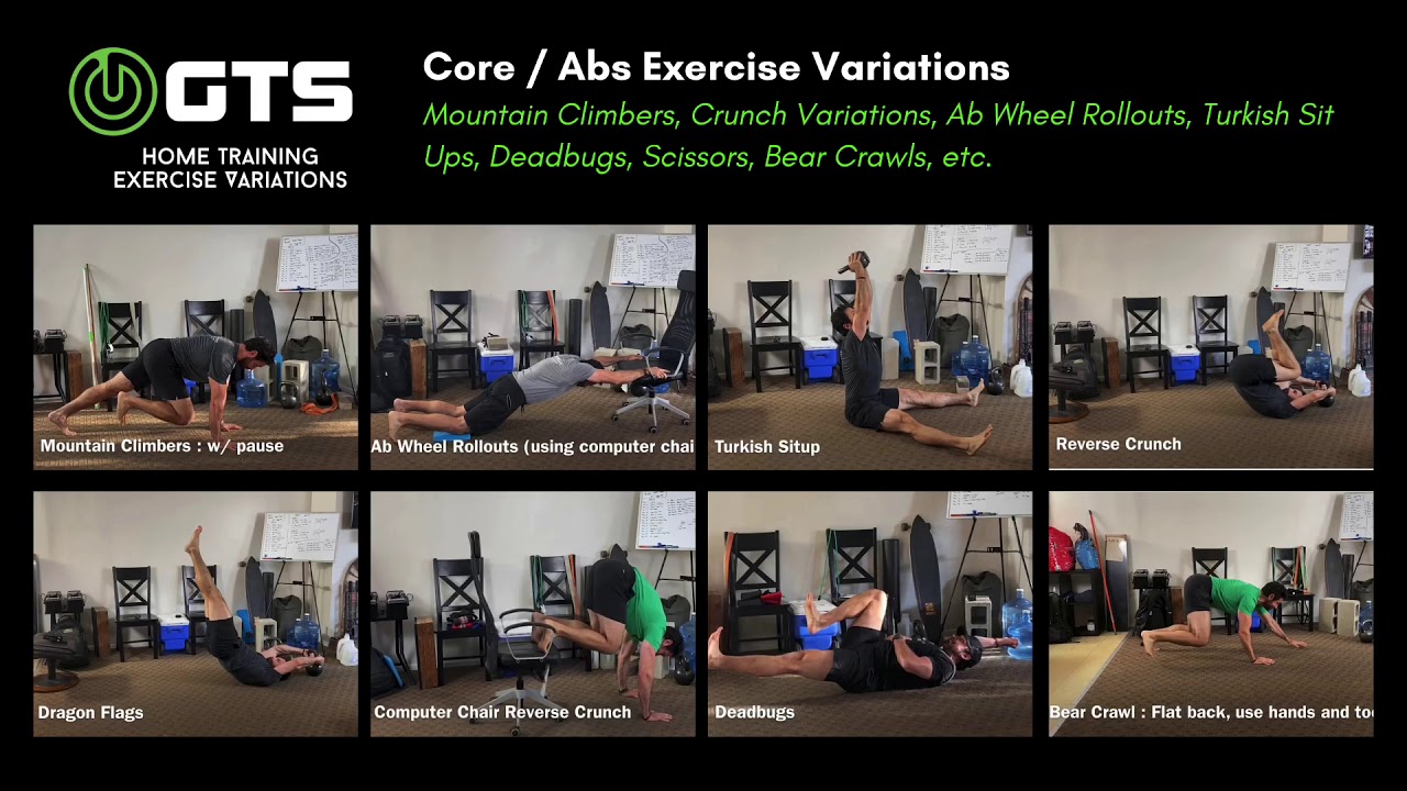 Core / Abs Home Exercise Variations v2 - GTS Exercise Index - YouTube