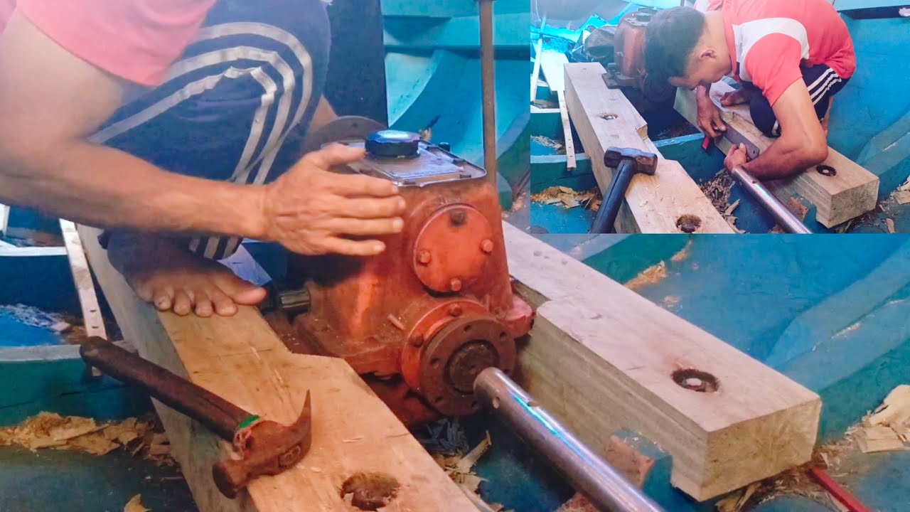 BEGINI CARA MUDAH PASANG GEARBOX DI PERAHU KAYU || @TukangPerahukayu