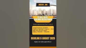 Exciting TS DSC 2025 Notification Out – 12,000 Teaching Jobs Await! Apply Now!