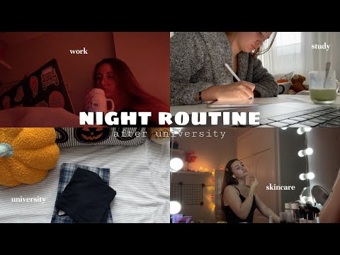 RUTINA DE NOCHE DESPUES DE LA UNIVERSIDAD🍂 | skincare, organización, productividad....