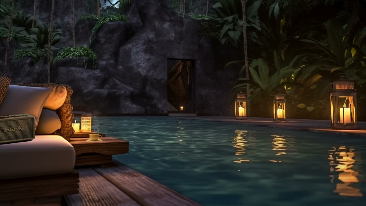 Relax under the stars in this exclusive infinity pool ambience - Soothing Water and Ocean Sound