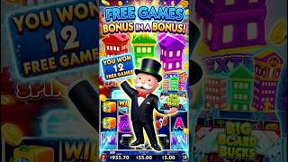 FREE GAMES TURNS INTO MORE BONUSES💰MONOPOLY 🎰 #slots #gambling #casino #shorts #monopoly