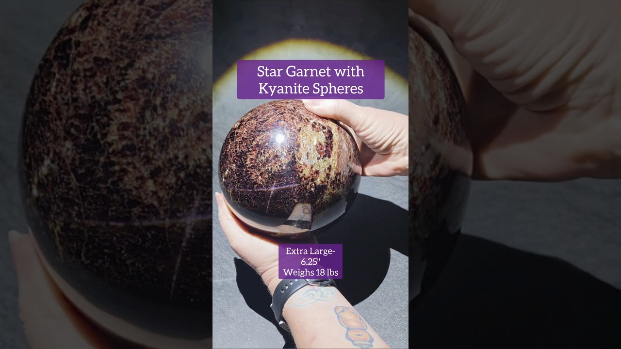 ガーネット　高品質　スフィア　4.3㎝　スターフラッシュ　高級　garnet Extra Large Star Garnet with Kyanite Sphere for Courageous Ambition