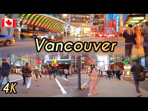 🇨🇦  [4K] 🌟 Downtown Vancouver Street Walk, BC, Canada