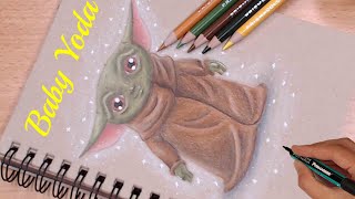 Baby Yoda Drawing Desenez Si Colorez Creioane Colorate