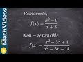 Examples of removable and non removable discontinuities to find limits