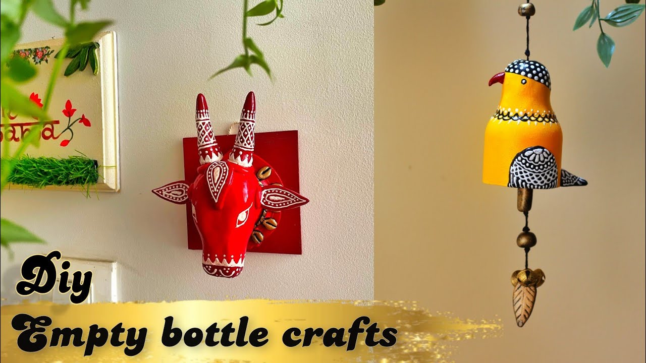 plastic bottle craft ideas | bottle art | Diy bull Head | bird wall hanging | Indian wall decor diy