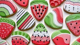 WATERMELON COOKIES | Satisfying Cookie Decorating of Watermelon Cookies with Royal Icing
