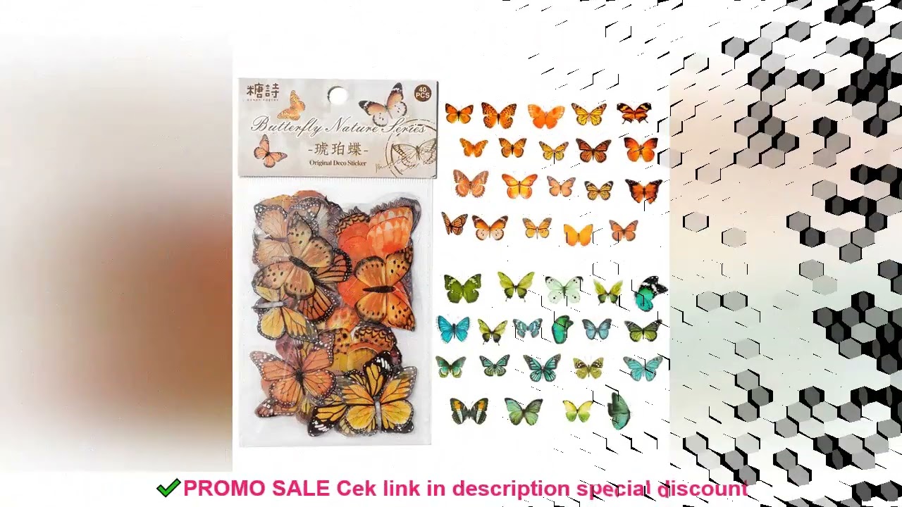 40pcs Colorful Butterfly Wings Stickers Epoxy Resin Fillings Plant Sticker for DIY Silicone Mold Fil