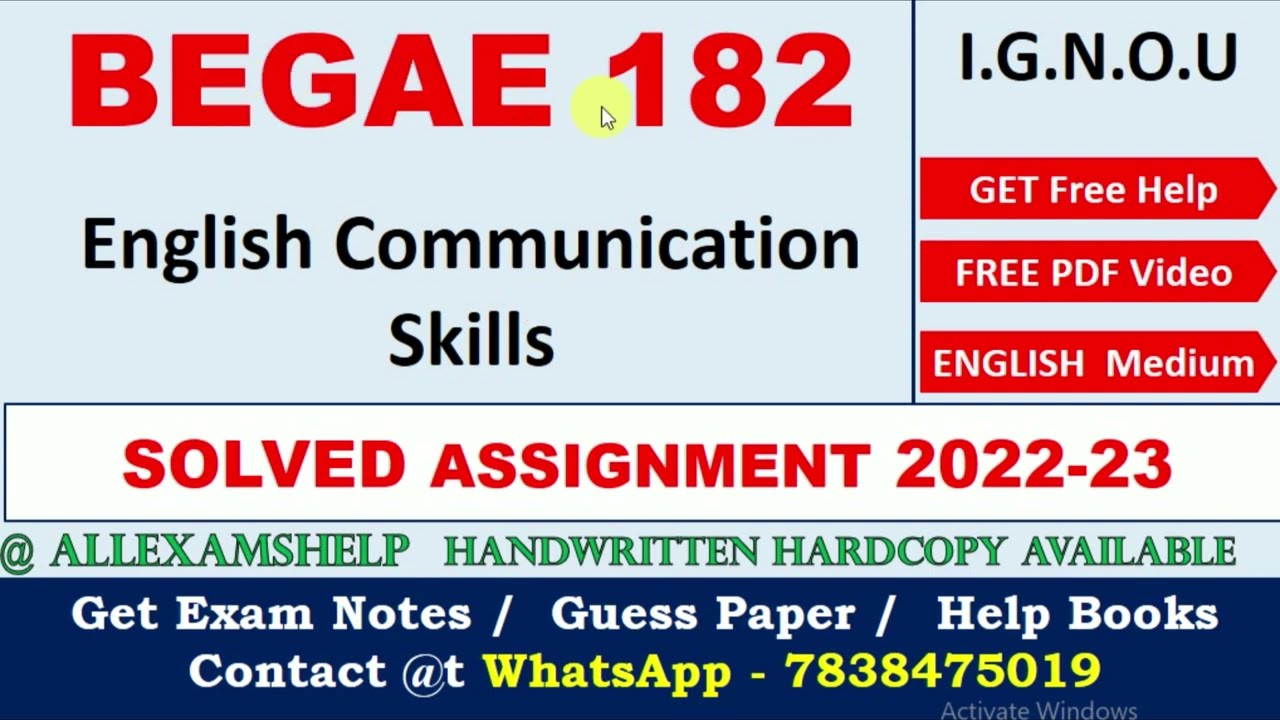 IGNOU BEGAE 182 SOLVED ASSIGNMENT for 2022-23 | IGNOU  Handwritten Assignment 2022-23 | @7838475019