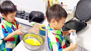 The Parents Didn't Get Up, So The Son Spread Out Egg Pancakes For Them Early.#funny #cutebaby #cute