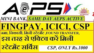 Aeps Service, Fingpay By Icici Bank, With Mini Satatement