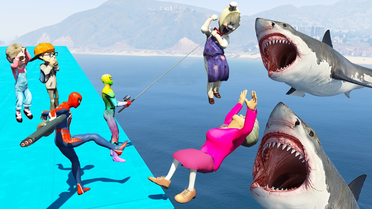 Страшная учительница 3D - Голодная акула мисс Т - Пауки в беде - Человек-паук отомстил!