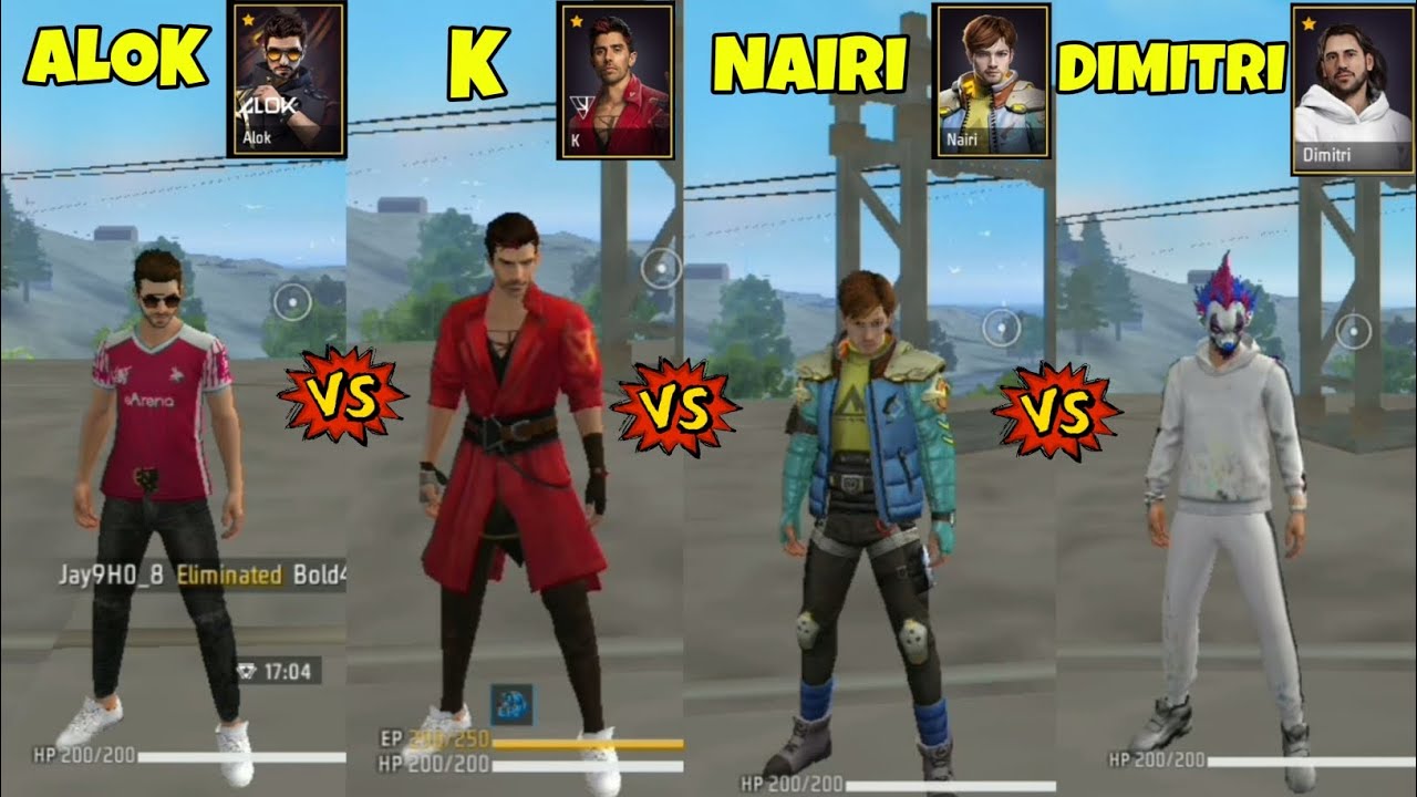 ALOK VS K VS NAIRI VS DIMITRI CHARACTER CHALLENGE | FREEFIRE CHALLENGE | FIREXGAMING28