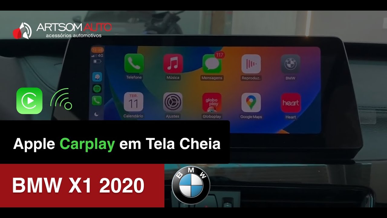 BMW X1 2020 - Apple CarPlay tela cheia (fullscreen) - YouTube