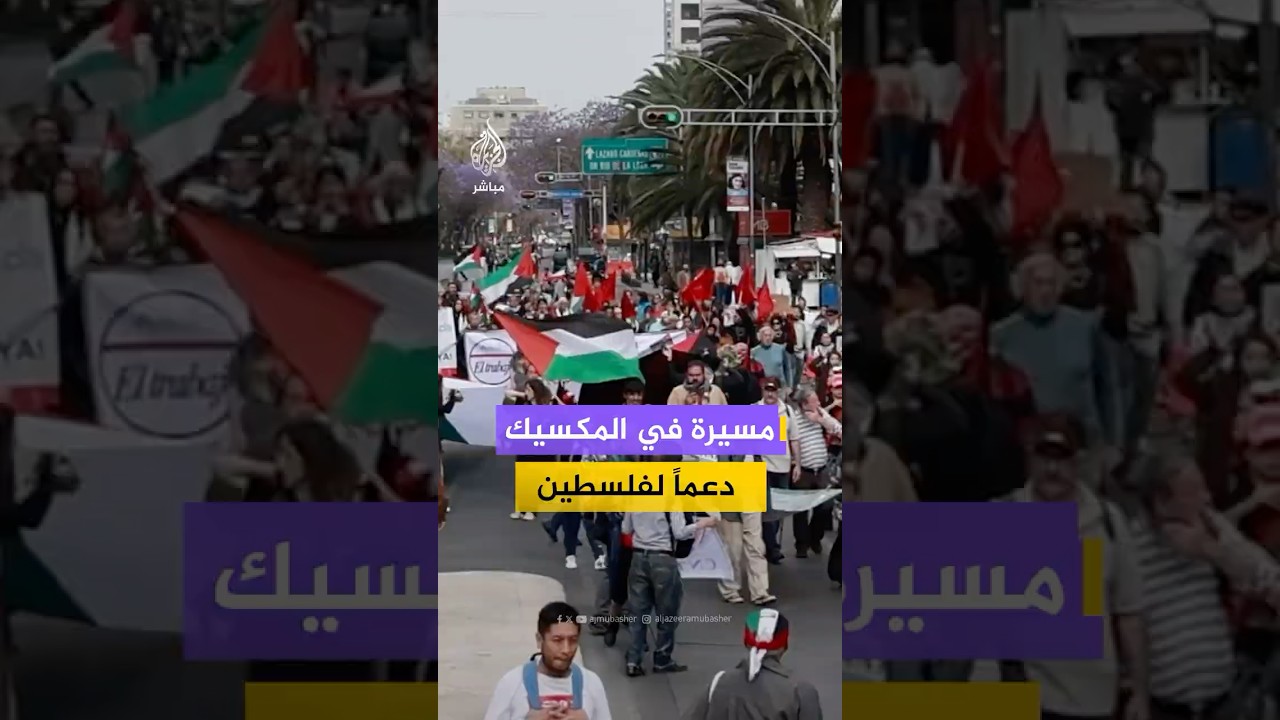 آلاف المتظاهرين يحيون "يوم الأرض" الفلسطيني في المكسيك، وسط هتافات تضامن ورفع الأعلام الفلسطينية