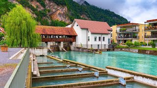 انترلاكن، سويسرا جولة  تحت المطر مناظر خلابة | 🌧️ Interlaken Switzerland Walking in the Rain