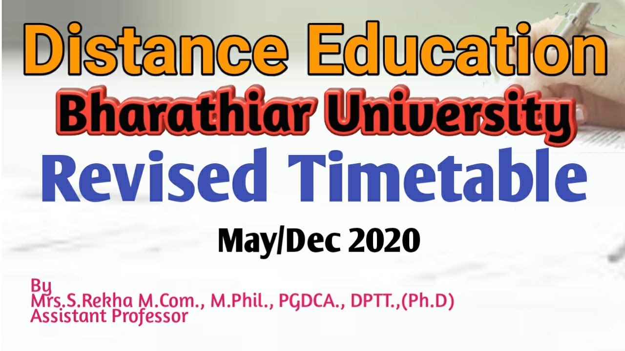 Distance Education Revised Timetable  December 2020