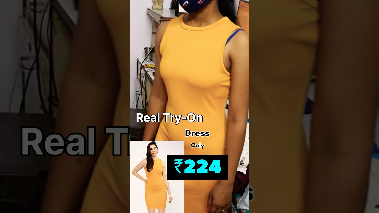 Cheap Bodycon dress 👗 try-on | ₹224 from Myntra | Real Fir no Unnecessary Editing 