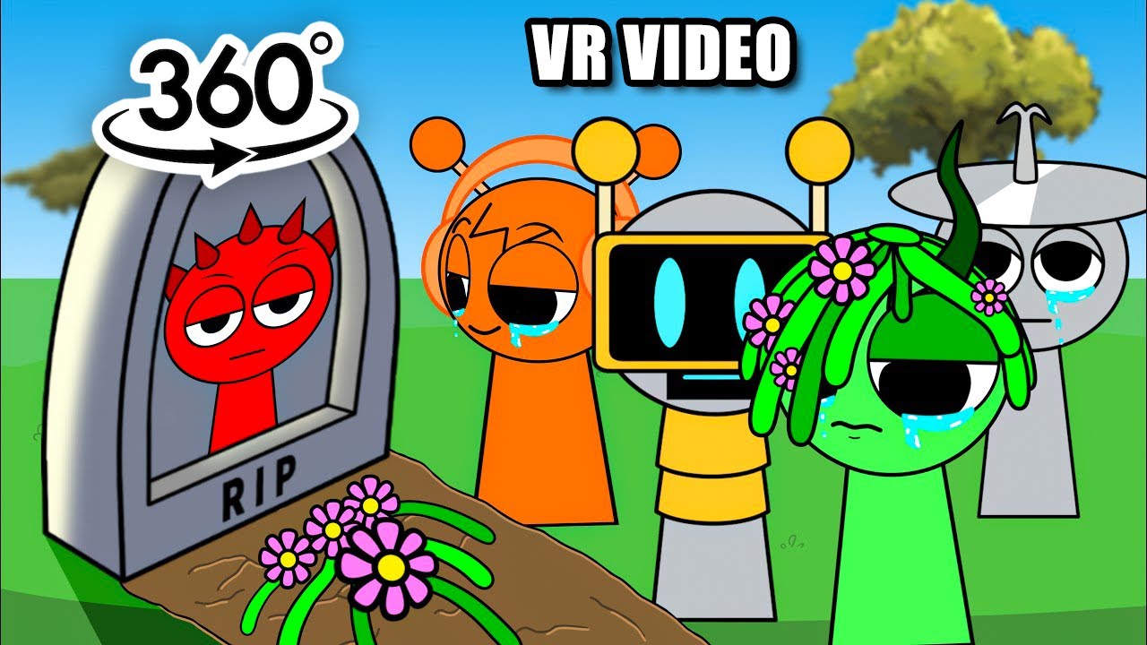 INCREDIBOX SPRUNKI SAD STORY! | RED RADDY DIES | FNF Goodbye World | 360º VR