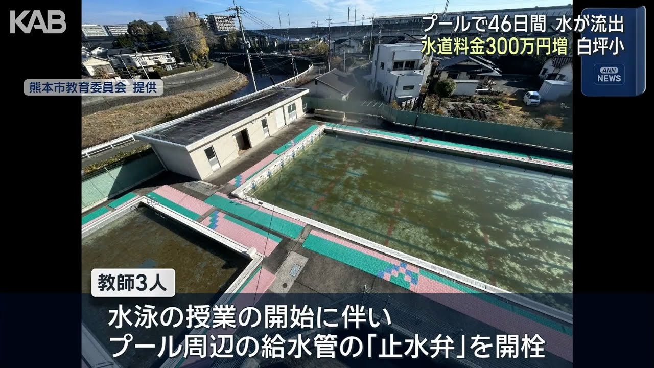 プールで46日間水が流出…小学校の水道料金300万円増 - YouTube