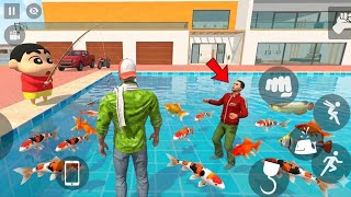 🎣 Franklin & Shinchan Catching Big Fish 🐟💥 | Indian Theft Auto Simulator 🤩🔥| Indian Bike Driving 3D