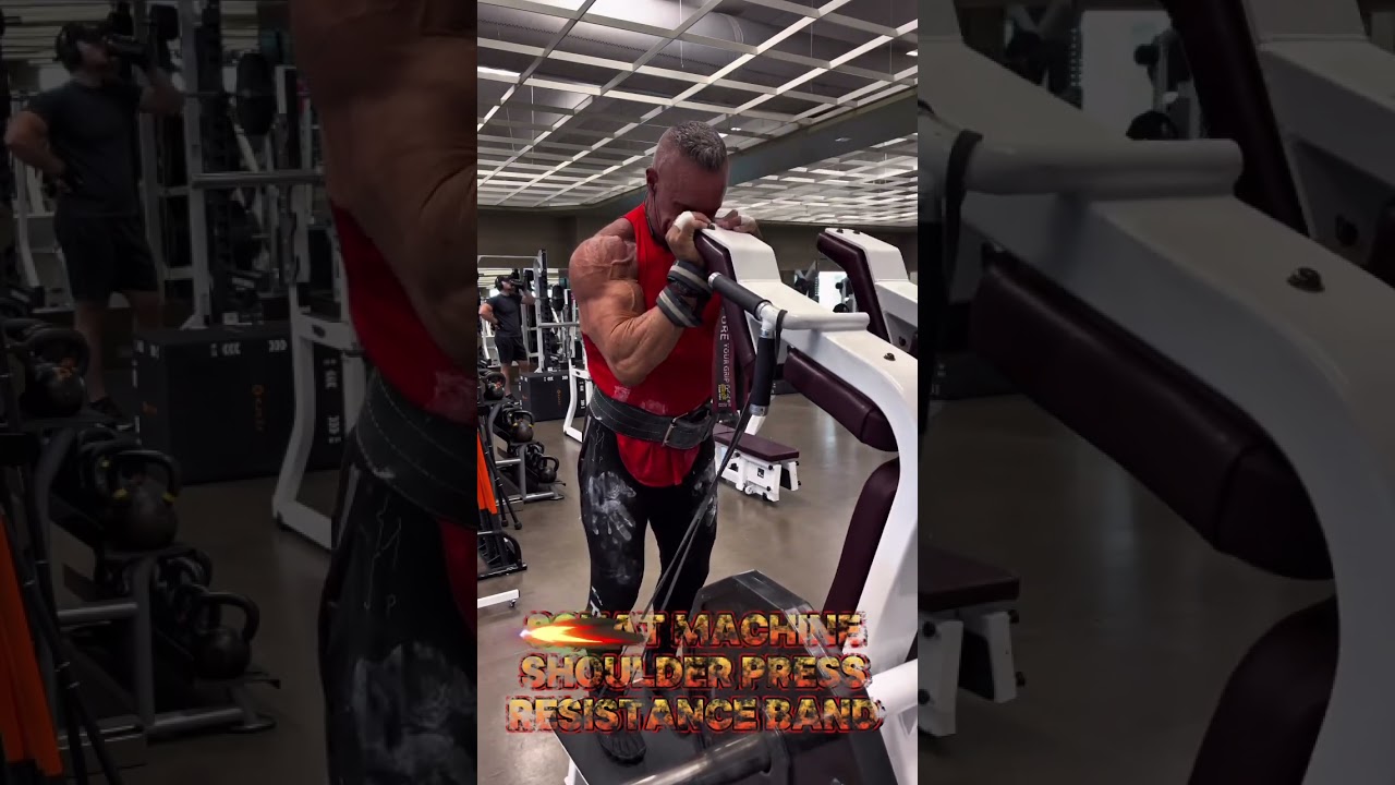 SHOULDERS SQUAT MACHINE SHOULDER PRESS WITH RESISTANCE BAND #shoulders #workout #motivation