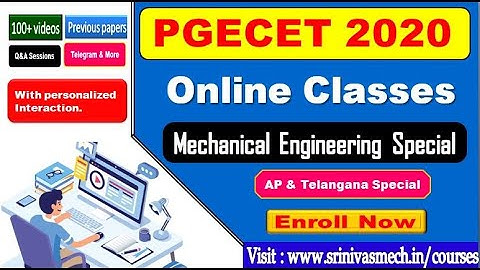 PGECET 2020 Online Course series For AP & Telangana Mechanical Engineering By SRINIVASMech