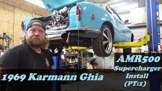 (PT1) 1969 VW 1600cc Karmann Ghia / Beetle  AMR500 Supercharger Install Berry's Blower kit