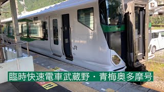 JR東日本社員・武蔵野線沿線の社員が考えた臨時快速電車武蔵野・青梅奥多摩号奥多摩行きE257系5500番台 吉川美南駅から奥多摩駅まで車窓風景映像