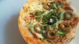 Stuffed Pizza Bun  |  No Dough  |  Crispy Bun Pizza Recipe