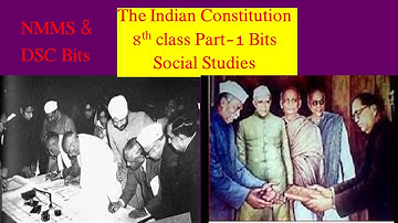 The Indian Constitution EM part 1 bits || 8th class social || my social classroom||NMMS & DSC Bits
