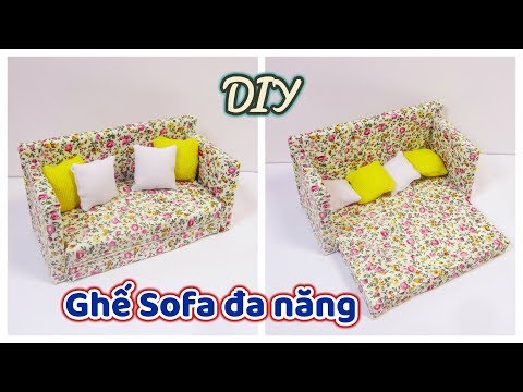 DIY How to make a miniature Sofa Bed / Cách làm ghế Sofa đa năng thu nhỏ cho búp bê/ Ami DIY