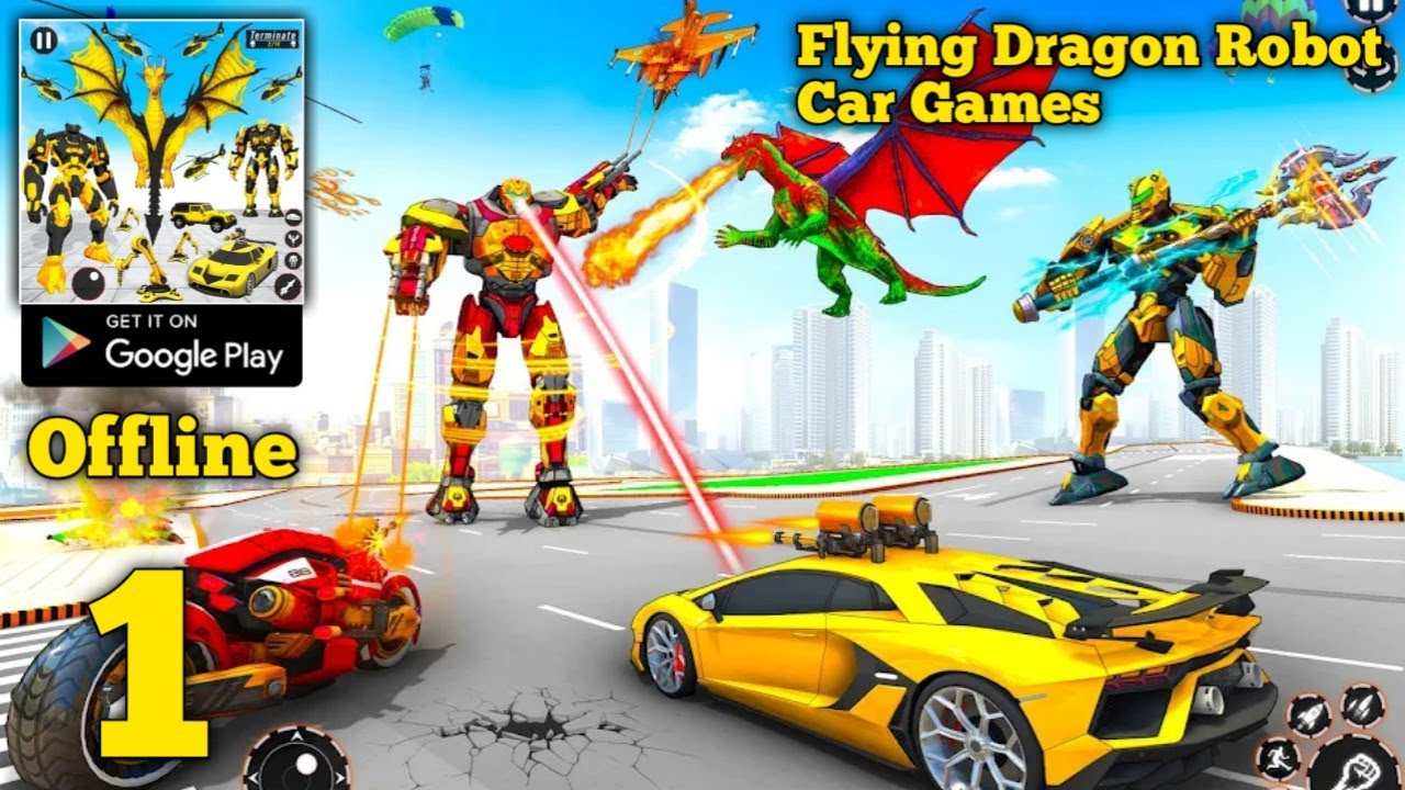 Flying Dragon: Robot Car Games Gameplay Walkthrough Part 1 (Android)