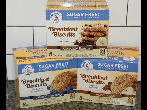 Voortman Bakery Sugar Free Breakfast Biscuits Chocolate Banana, Oatmeal Blueberry, Apple Cinnamon