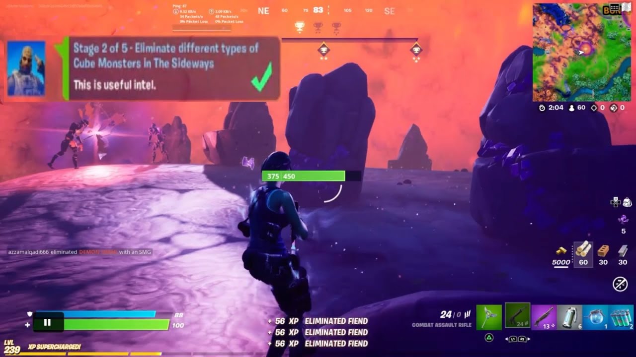 Open a Chest in The Sideways/Eliminate different types of Cube Monsters in The Sideways fortnite