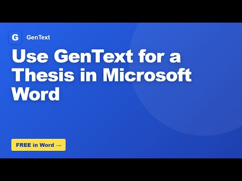 How to Use GenText for a Thesis in Microsoft Word