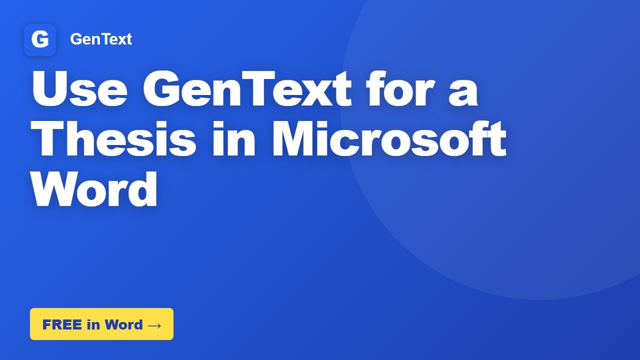 How to Use GenText for a Thesis in Microsoft Word