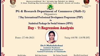 Day 7- Regression Analysis by Dr.G. Mahalakshmi