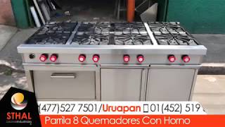 Parrila 8 Quemadores Con Horno acero inoxidable - YouTube
