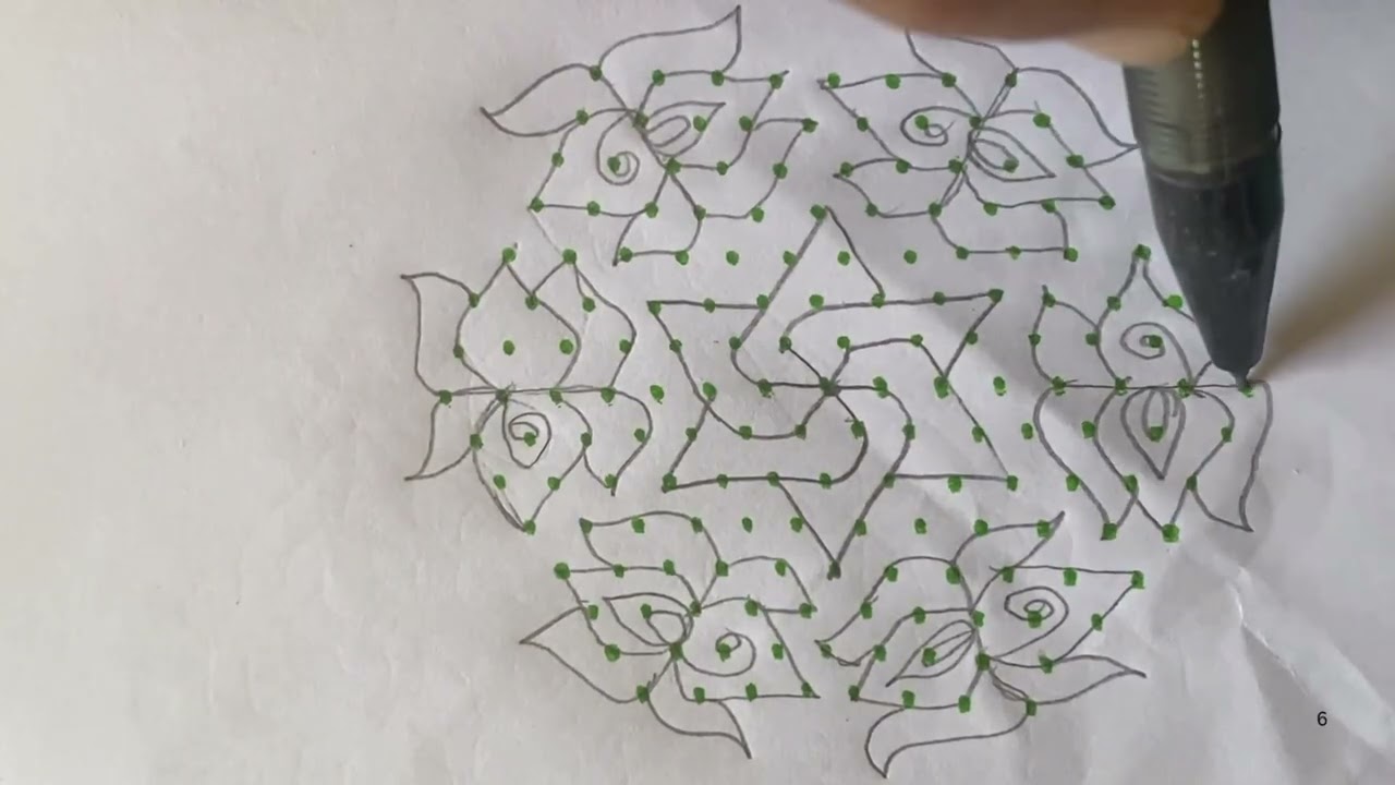 # 1340 simple flowers 🌺 design kolam by using 15 to 8 middle dots