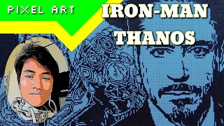 Tony Stark and Thanos | The Best Ballpoint Pen Pixel Drawing | art by Jojit Magallanes