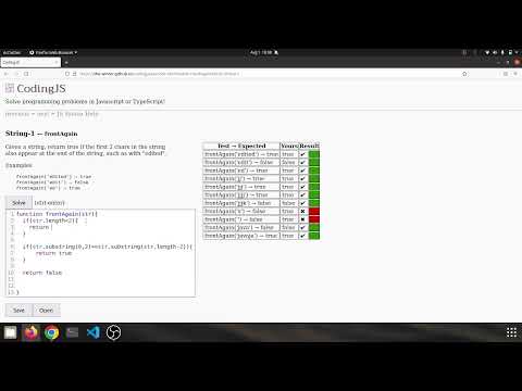 String 1 frontAgain  Javascript solution