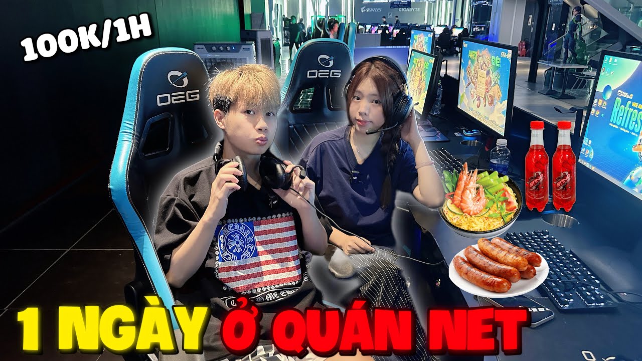 Thử Thách 1 Ngày Ở Quán Net Cùng Khánh Linh Và Cái Kết ?