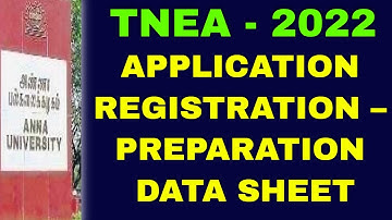TNEA 2022  APPLICATION REGISTRATION – PREPARATION DATA SHEET | Tamil