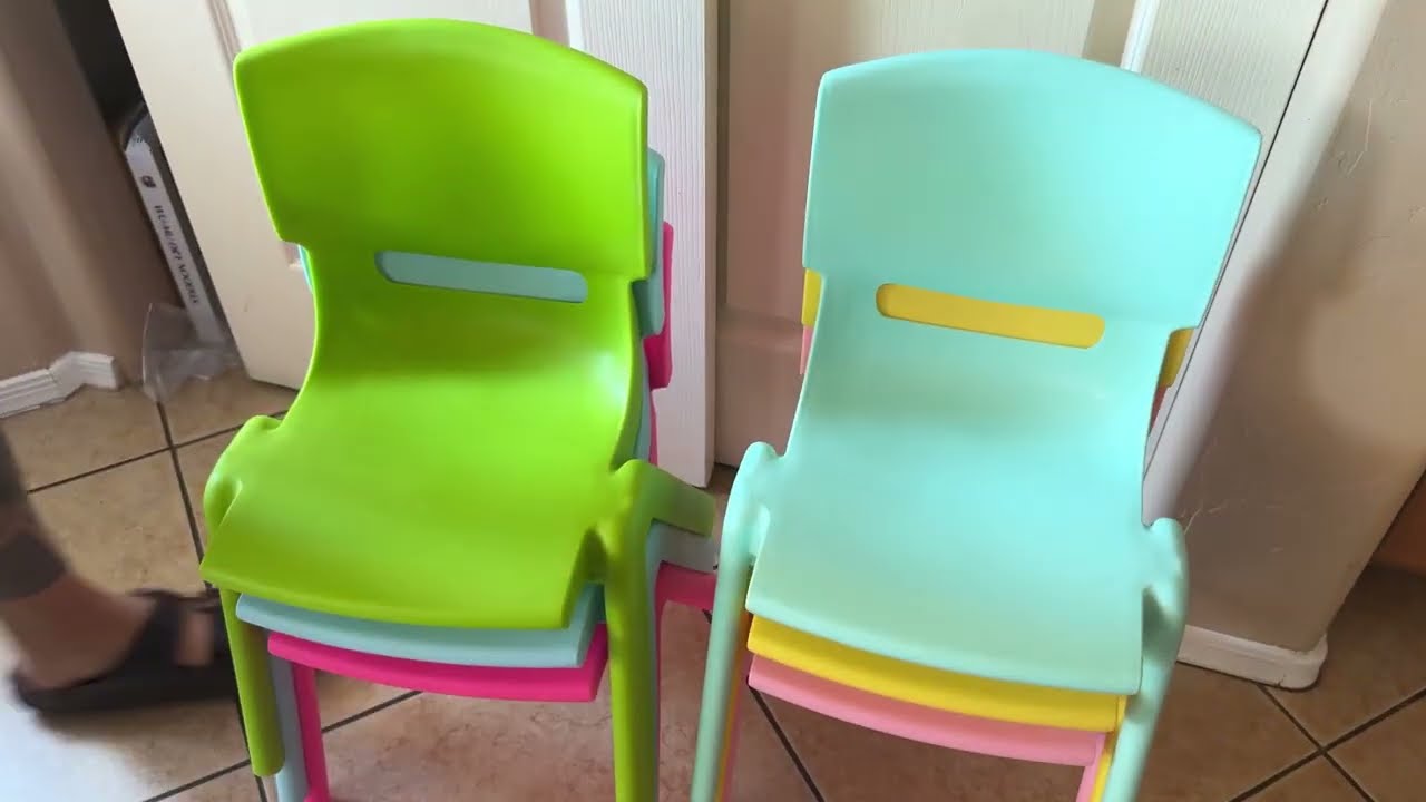6 разноцветных складных школьных стульев, пластиковые детские школьные стулья для малышей. Обзор ...